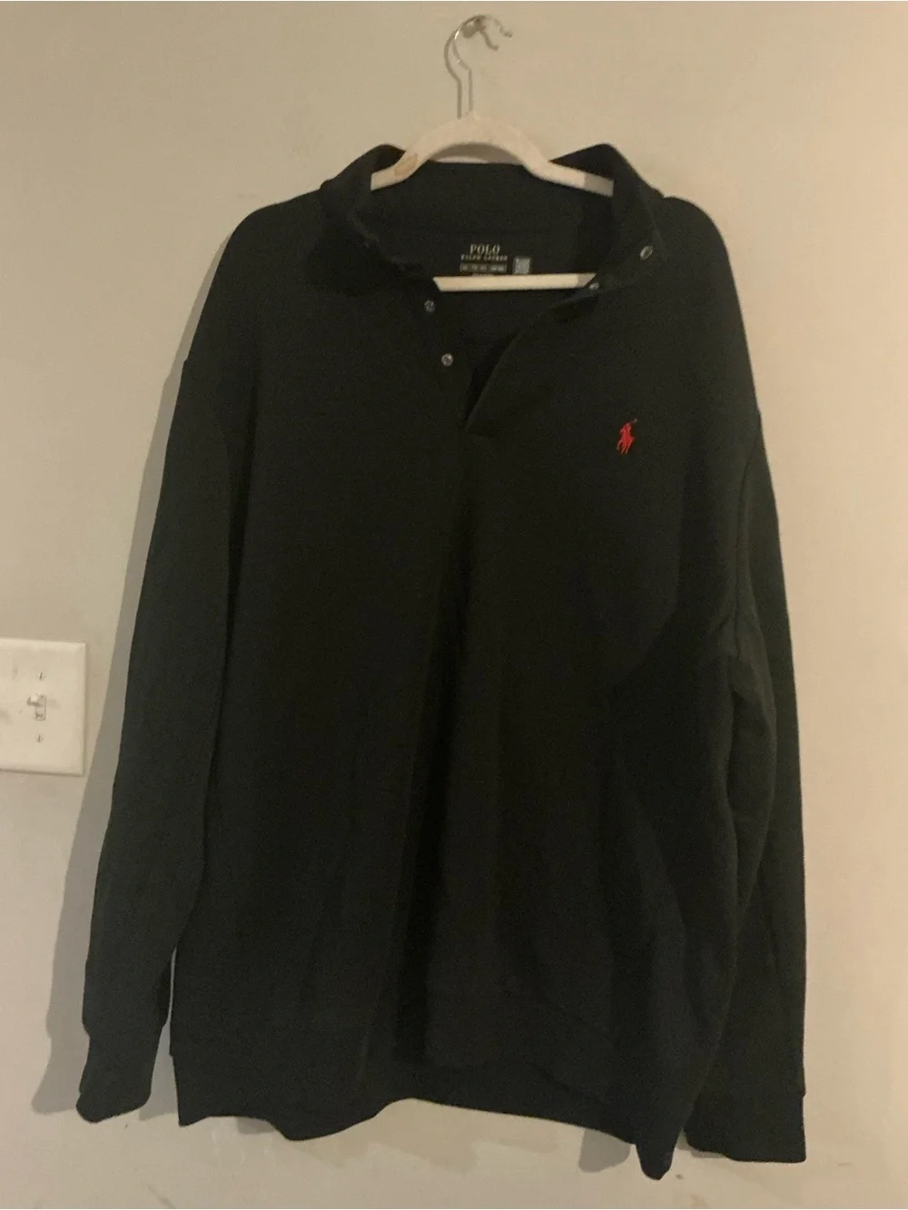 Polo by Ralph Lauren Black Long-Sleeve Rugby with Red Pony Logo